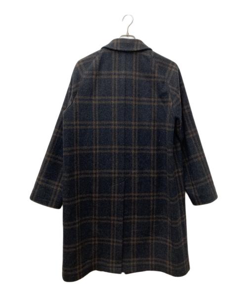 TAGLIATORE（タリアトーレ）TAGLIATORE (タリアトーレ) Brilla per il gusto (ブリッラ ペル イルグースト) 別注 SAM ダブルチェック バルカラーコート ブラック×ブラウン サイズ:44の古着・服飾アイテム