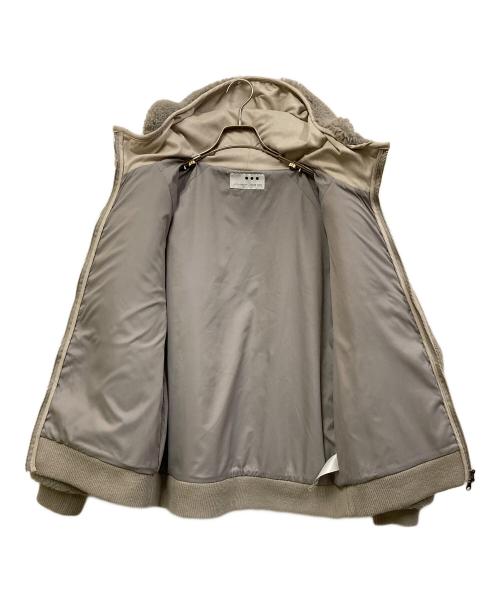 THREE DOTS（スリードッツ）THREE DOTS (スリードッツ) upcycled eco fur hoodie blouson グレー サイズ:40の古着・服飾アイテム