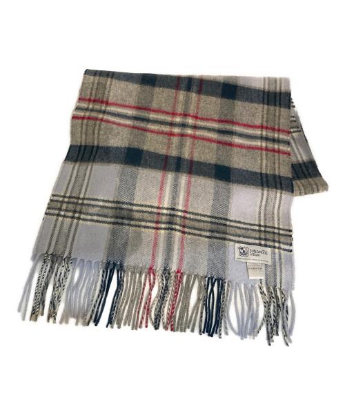 JOHNSTONS OF ELGIN（ジョンストンズオブエルガン）JOHNSTONS OF ELGIN (ジョンストンズオブエルガン) カシミヤチェックマフラー ブルー サイズ:表記なしの古着・服飾アイテム