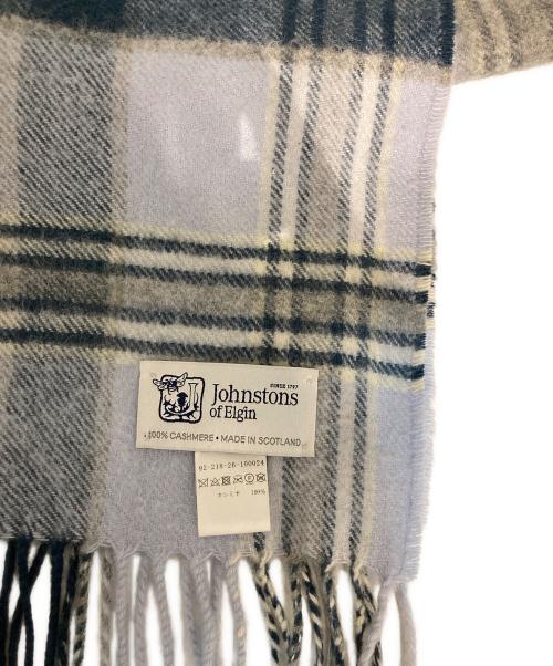 JOHNSTONS OF ELGIN（ジョンストンズオブエルガン）JOHNSTONS OF ELGIN (ジョンストンズオブエルガン) カシミヤチェックマフラー ブルー サイズ:表記なしの古着・服飾アイテム