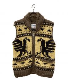 KANATA（カナタ）の古着「イーグルデザイン カウチンニットベスト」｜ブラウン