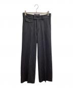 SHIKITARIシキタリ）の古着「STRIPE FLARE SLACKS / ストライプフレアスラックス」｜ブラック×ホワイト