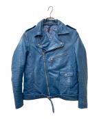 glambグラム）の古着「ダブルライダースジャケット」｜ブルー