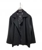 yohji yamamoto+noirヨウジヤマモトプリュスノアール）の古着「レース切替ウールジャケット」｜ブラック