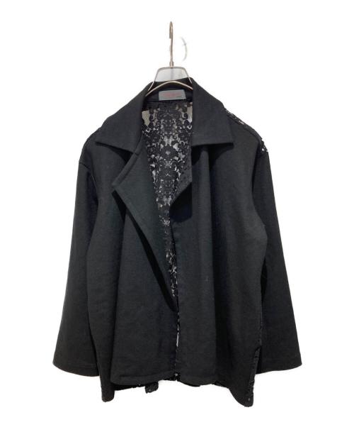 yohji yamamoto+noir（ヨウジヤマモトプリュスノアール）yohji yamamoto+noir (ヨウジヤマモトプリュスノアール) レース切替ウールジャケット ブラック サイズ:2の古着・服飾アイテム