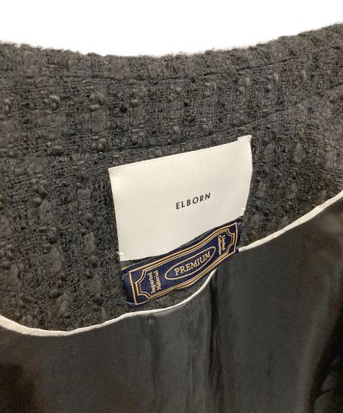 ELBORN（エルボルン）ELBORN (エルボルン) TWEED SUIT BLAZER JACKET ブラック サイズ:36の古着・服飾アイテム