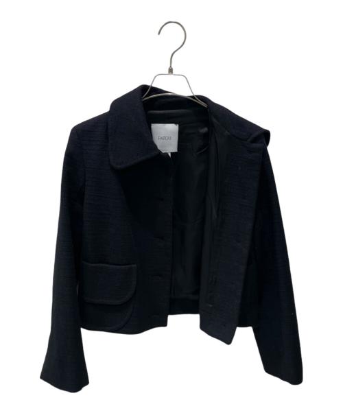 patou（パトゥ）patou (パトゥ) コットンツイード ショート テーラードジャケット ブラック サイズ:38の古着・服飾アイテム