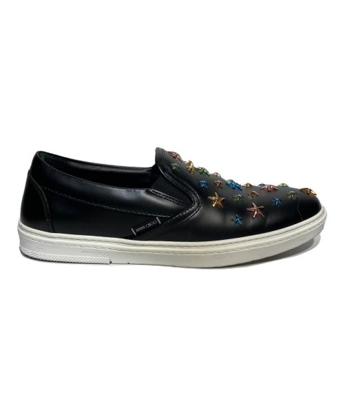 JIMMY CHOO（ジミーチュウ）JIMMY CHOO (ジミーチュウ) スタースタッズスリッポン ブラック×マルチ サイズ:41の古着・服飾アイテム