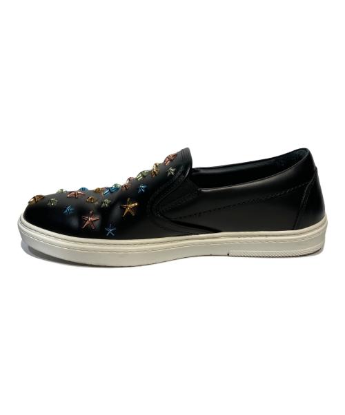 JIMMY CHOO（ジミーチュウ）JIMMY CHOO (ジミーチュウ) スタースタッズスリッポン ブラック×マルチ サイズ:41の古着・服飾アイテム