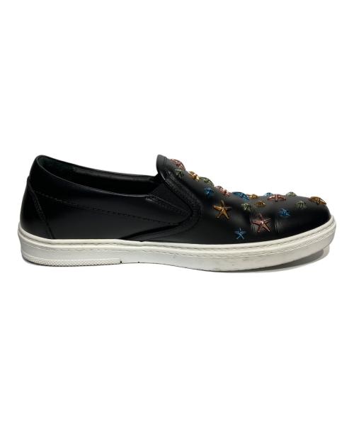 JIMMY CHOO（ジミーチュウ）JIMMY CHOO (ジミーチュウ) スタースタッズスリッポン ブラック×マルチ サイズ:41の古着・服飾アイテム