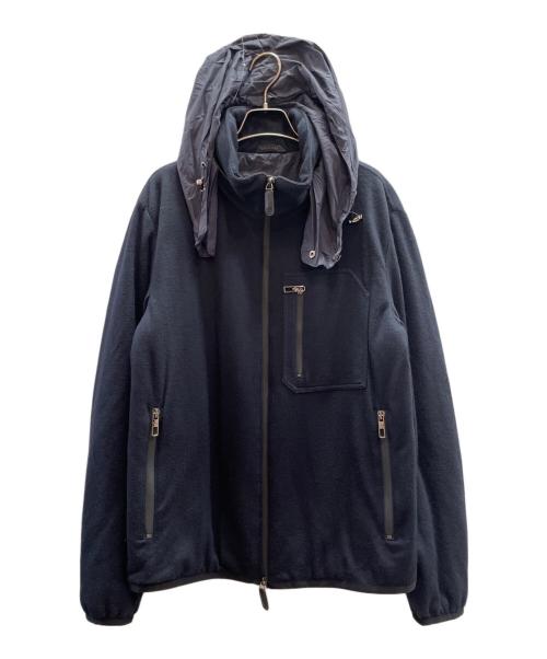 GIORGIO ARMANI（ジョルジョアルマーニ）GIORGIO ARMANI (ジョルジョアルマーニ) カシミヤフード付きジップアップブルゾン ネイビー サイズ:50の古着・服飾アイテム