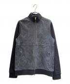 HERNO Resortヘルノリゾート）の古着「ジャージー × スエード切り替えブルゾン」｜ネイビー