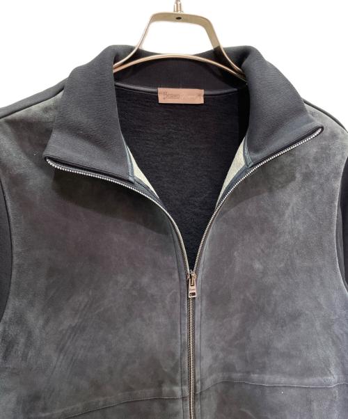 HERNO Resort（ヘルノリゾート）HERNO Resort (ヘルノリゾート) ジャージー × スエード切り替えブルゾン ネイビー サイズ:44の古着・服飾アイテム