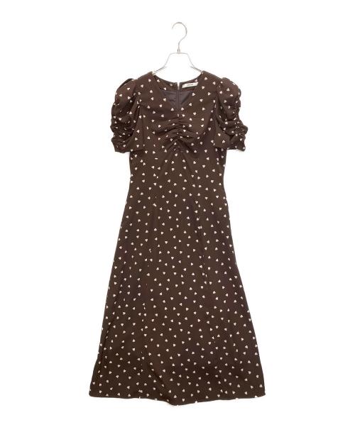 Snidel（スナイデル）Snidel (スナイデル) ハートプリントワンピース ブラウン サイズ:Sの古着・服飾アイテム