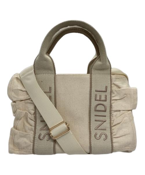 Snidel（スナイデル）Snidel (スナイデル) 2WAY フリルロゴバッグ アイボリーの古着・服飾アイテム