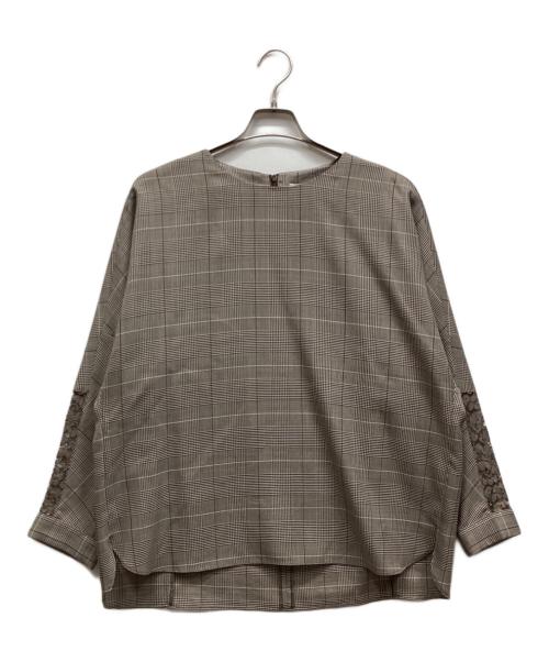 自由区（ジユウク）自由区 (ジユウク) ライトビエラ レースコンビブラウス ブラウン サイズ:42 未使用品の古着・服飾アイテム