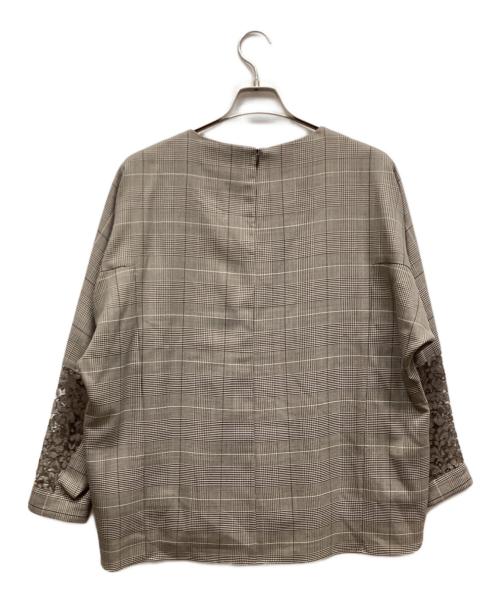 自由区（ジユウク）自由区 (ジユウク) ライトビエラ レースコンビブラウス ブラウン サイズ:42 未使用品の古着・服飾アイテム
