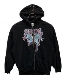 X-GIRL（エックスガール）の古着「BUTTERFLY ZIP UP HOODIE」｜ブラック