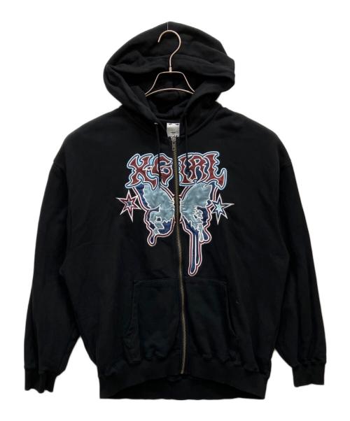 X-GIRL（エックスガール）X-girl (エックスガール) BUTTERFLY ZIP UP HOODIE ブラック サイズ:Sの古着・服飾アイテム