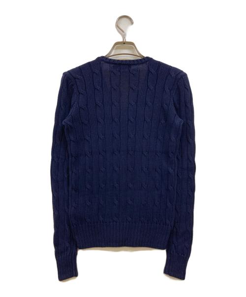 POLO RALPH LAUREN（ポロ・ラルフローレン）POLO RALPH LAUREN (ポロ・ラルフローレン) Vネックケーブルニット ネイビー サイズ:XSの古着・服飾アイテム