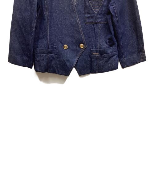 LEONARD（レオナール）LEONARD (レオナール) ノーカラーシルクデニムジャケット インディゴ サイズ:13ARの古着・服飾アイテム