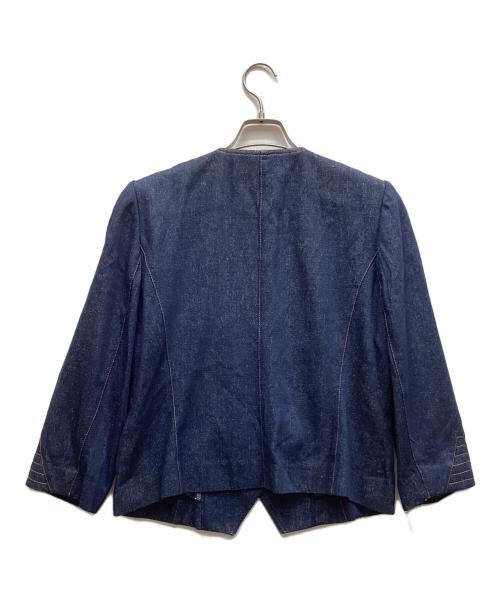 LEONARD（レオナール）LEONARD (レオナール) ノーカラーシルクデニムジャケット インディゴ サイズ:13ARの古着・服飾アイテム
