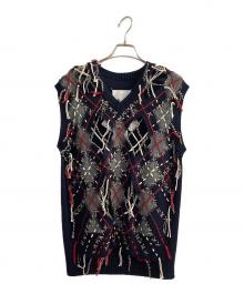 Maison Margiela（メゾンマルジェラ）の古着「カットアウトニットベスト」｜ネイビー