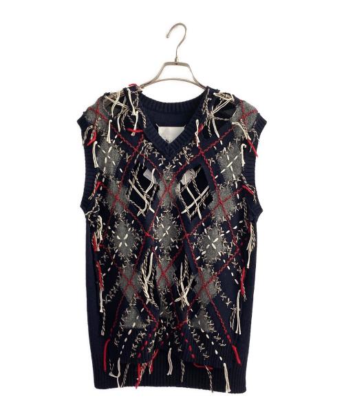 Maison Margiela（メゾンマルジェラ）Maison Margiela (メゾンマルジェラ) カットアウトニットベスト ネイビー サイズ:Ｌの古着・服飾アイテム