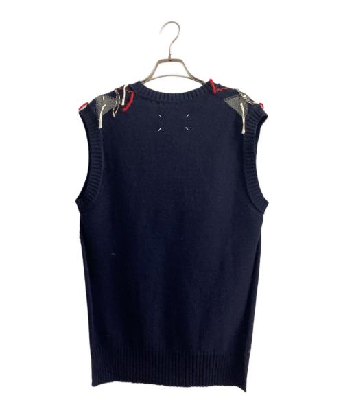 Maison Margiela（メゾンマルジェラ）Maison Margiela (メゾンマルジェラ) カットアウトニットベスト ネイビー サイズ:Ｌの古着・服飾アイテム