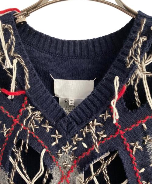 Maison Margiela（メゾンマルジェラ）Maison Margiela (メゾンマルジェラ) カットアウトニットベスト ネイビー サイズ:Ｌの古着・服飾アイテム
