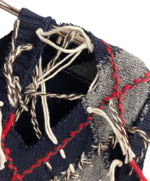 Maison Margiela（メゾンマルジェラ）Maison Margiela (メゾンマルジェラ) カットアウトニットベスト ネイビー サイズ:Ｌの古着・服飾アイテム