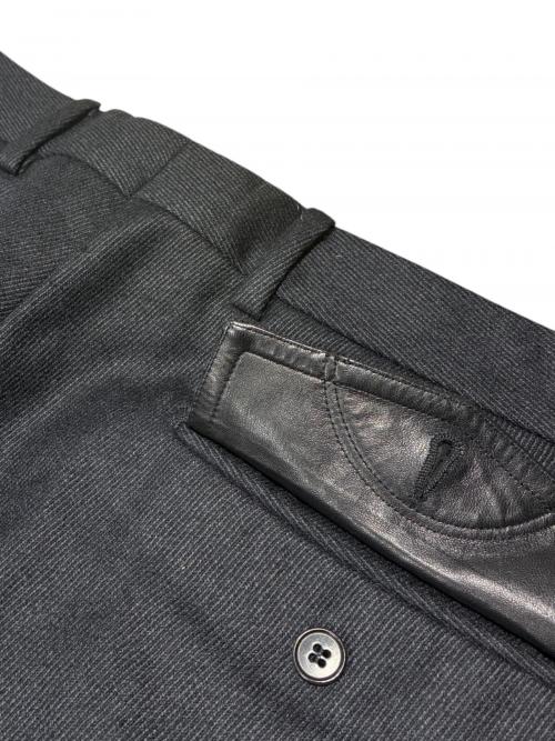 HERMES（エルメス）HERMES (エルメス) レザーパッチウールトラウザー チャコールグレー サイズ:44の古着・服飾アイテム