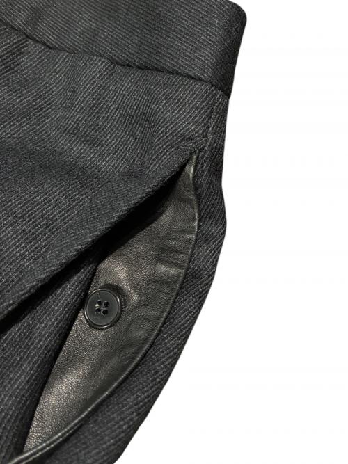 HERMES（エルメス）HERMES (エルメス) レザーパッチウールトラウザー チャコールグレー サイズ:44の古着・服飾アイテム