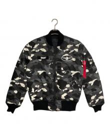 A BATHING APE×ALPHA INDUSTRIES（ア ベイシング エイプ×アルファインダストリーズ）の古着「Camo MA1 Bomber Jacket」｜ブラック
