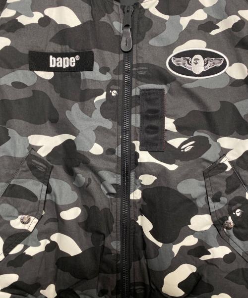 A BATHING APE（ア ベイシング エイプ）A BATHING APE (ア ベイシング エイプ) ALPHA INDUSTRIES (アルファインダストリーズ) Camo MA1 Bomber Jacket ブラック サイズ:Lの古着・服飾アイテム