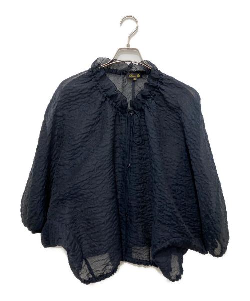 DRAWER（ドゥロワー）DRAWER (ドゥロワー) ジャガードブラウス ネイビー サイズ:36の古着・服飾アイテム