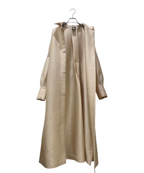 EDIT&CO（エディットアンドコー）EDIT&CO (エディットアンドコー) Organdie Double cross shirts/オーガンディー ダブルクロス シャツ 長袖ワンピース ベージュ サイズ:1の古着・服飾アイテム