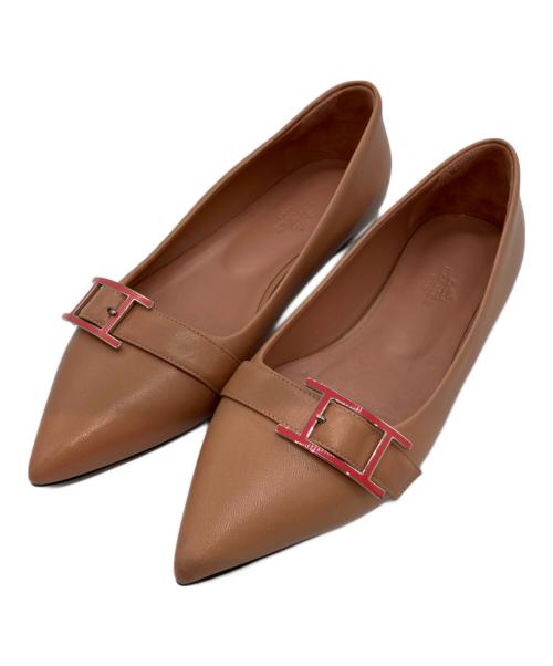 HERMES（エルメス）HERMES (エルメス) アピバックルフラットシューズ ピンク サイズ:36　1/2の古着・服飾アイテム