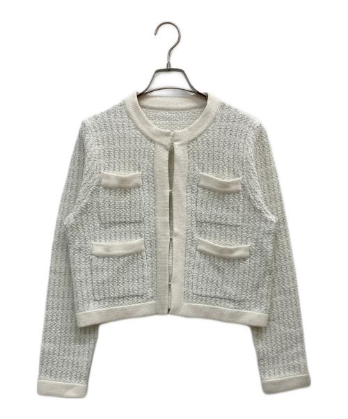 Loulou Willoughby（ルルウィルビー）Loulou Willoughby (ルルウィルビー) ツィードニットジャケット ホワイト サイズ:SIZE2の古着・服飾アイテム
