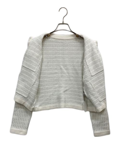 Loulou Willoughby（ルルウィルビー）Loulou Willoughby (ルルウィルビー) ツィードニットジャケット ホワイト サイズ:SIZE2の古着・服飾アイテム