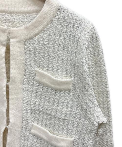 Loulou Willoughby（ルルウィルビー）Loulou Willoughby (ルルウィルビー) ツィードニットジャケット ホワイト サイズ:SIZE2の古着・服飾アイテム