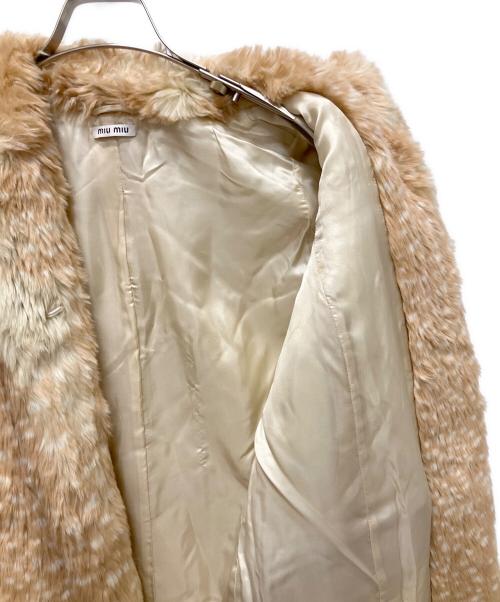 MIU MIU（ミュウミュウ）MIU MIU (ミュウミュウ) フェイクファーコート/バンビ柄コート/アニマル柄 ブラウン サイズ:36の古着・服飾アイテム