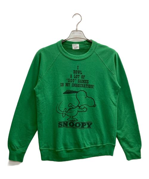 BACKDROP（バックドロップ）BACKDROP (バックドロップ) Vintage PEANUTS (ヴィンテージピーナッツ) ラグランスウェット グリーン サイズ:Mの古着・服飾アイテム
