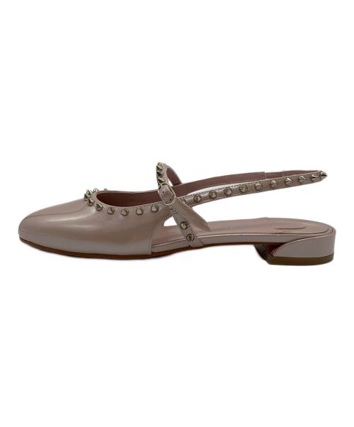 Christian Louboutin（クリスチャン・ルブタン）Christian Louboutin (クリスチャン・ルブタン) スタッズフラットシューズ ピンク サイズ:38の古着・服飾アイテム