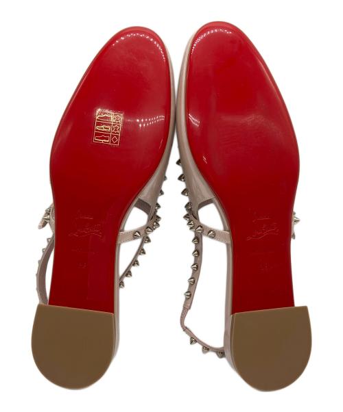 Christian Louboutin（クリスチャン・ルブタン）Christian Louboutin (クリスチャン・ルブタン) スタッズフラットシューズ ピンク サイズ:38の古着・服飾アイテム