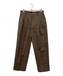 AURALEE（オーラリー）の古着「BLUEFACED WOOL CHECK WIDE SLACKS」｜ブラウン
