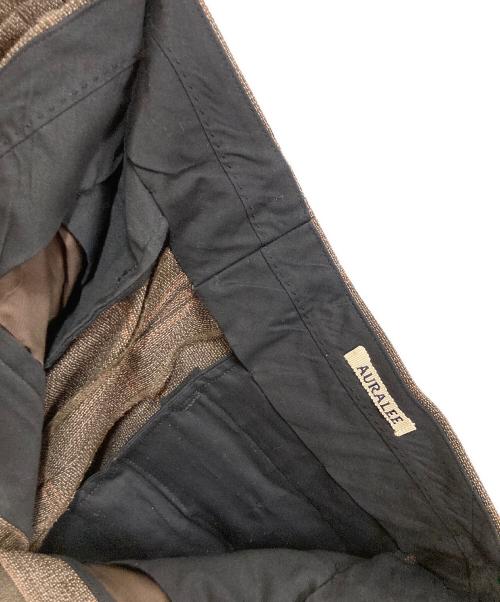 AURALEE（オーラリー）AURALEE (オーラリー) BLUEFACED WOOL CHECK WIDE SLACKS ブラウン サイズ:3の古着・服飾アイテム