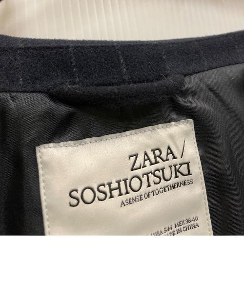 ZARA（ザラ）ZARA (ザラ) SOSHIOTSUKI (ソウシ オオツキ) 25AWオーバーサイズフィット ピンストライプ柄コート ネイビー サイズ:SMサイズの古着・服飾アイテム