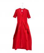 CFCLシーエフシーエル）の古着「POTTERY SHORT SLEEVE CARDIGAN DRESS/ポッタリー ショートスリーブ カーディガン ドレス」｜レッド