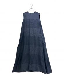 DRAWER（ドゥロワー）の古着「Sheer Striped A-Line One Piece /シアーストライプAラインワンピース/6526-234-1383」｜ネイビー